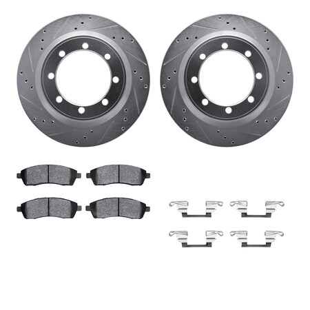 Dynamic Friction Co 7212-99149, Rotors-Drilled and Slotted-Silver w/ Heavy Duty Brake Pads incl. Hardware, Zinc Coated 7212-99149